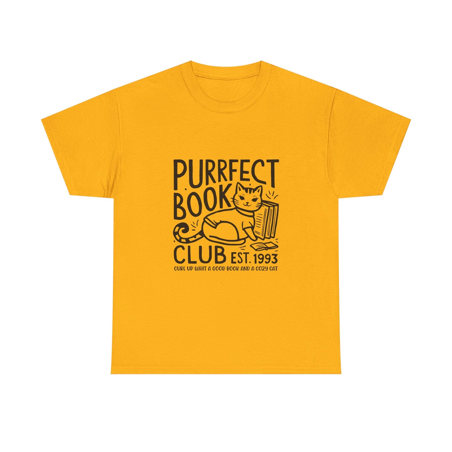 Purrfect Book Club T-Shirt — Cute Cat & Books Graphic Tee for Readers