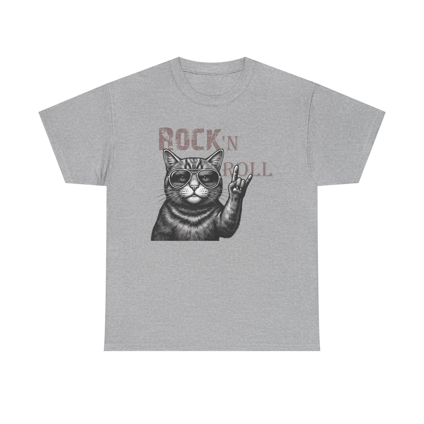 Rock 'N Roll Cat T-Shirt — Retro Cat Making Rock Hand Sign Tee