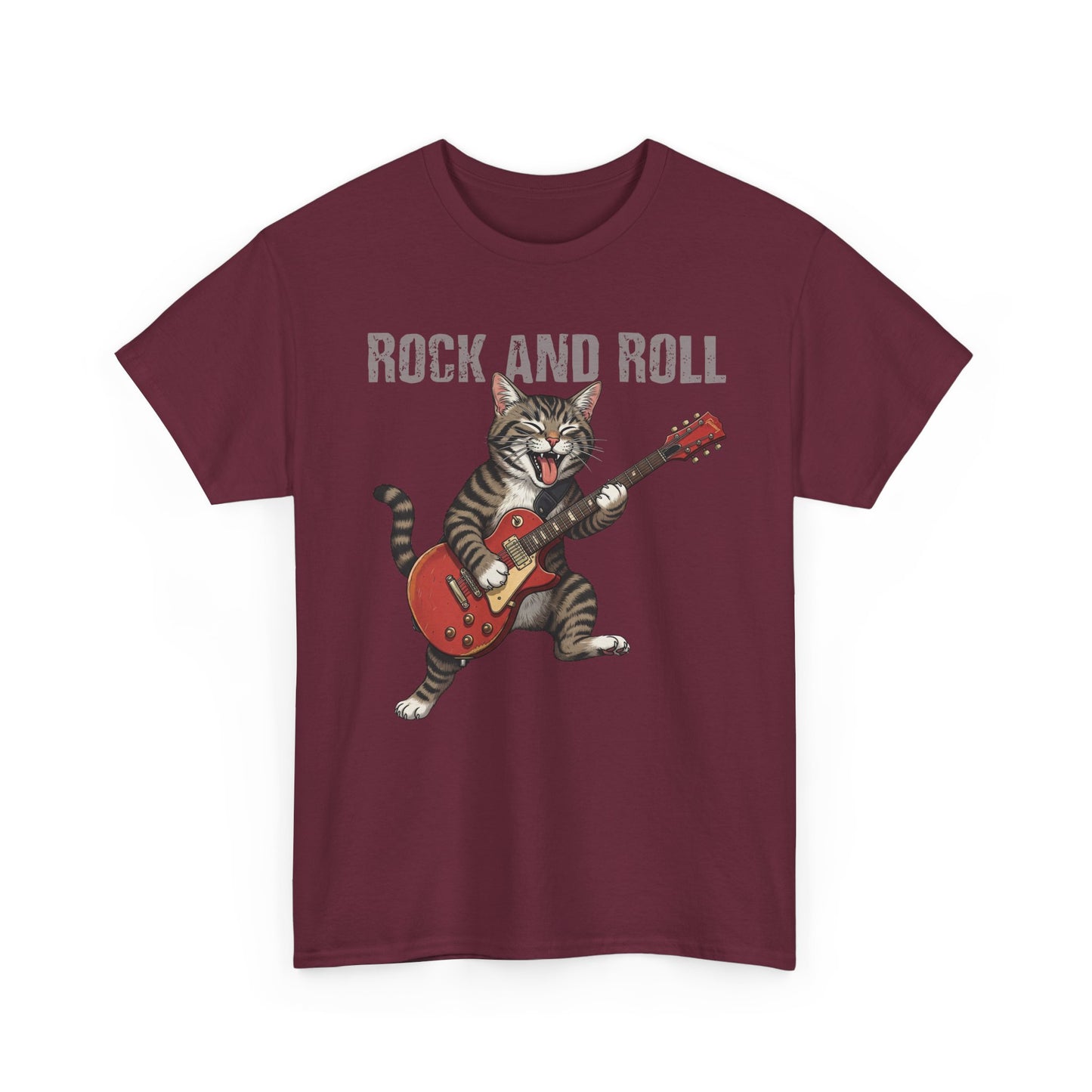 Rock and Roll Cat T-Shirt — Vintage Guitar Kitty Graphic Tee