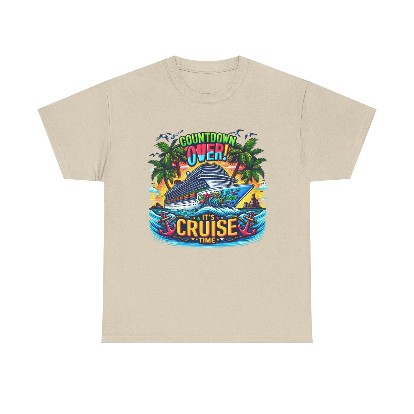 Cruise Time T-Shirt — "Countdown Over! It's Cruise Time" Tropical Vacation Tee