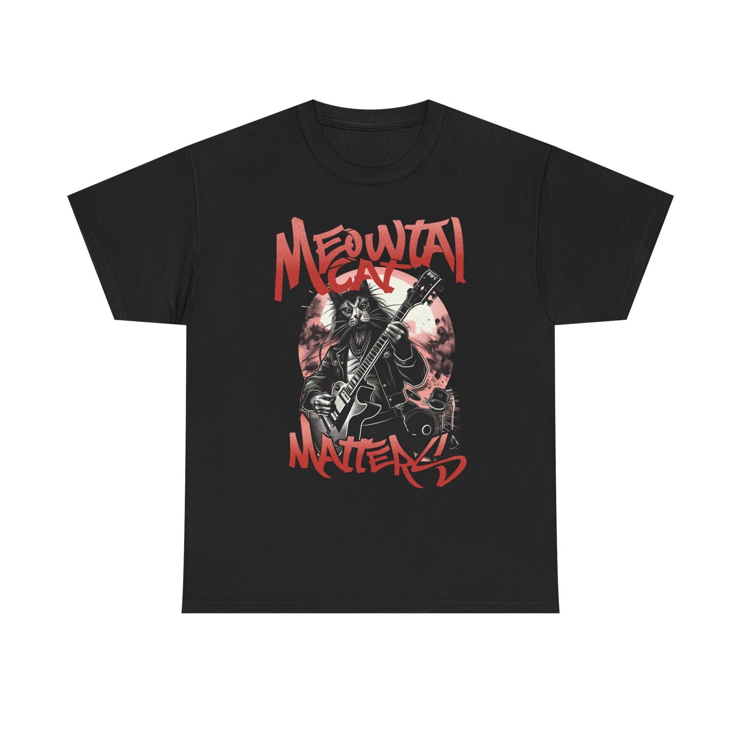 Cat Metal T-Shirt – “Meowtal Matters” Rock Guitar Cat Tee
