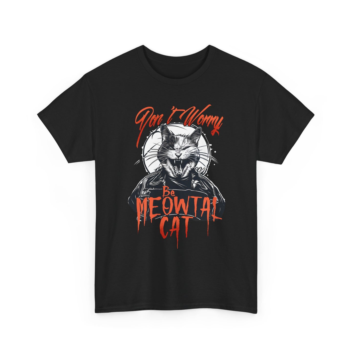 Meowtal Cat T-Shirt — 'Don't Worry' Gothic Cat Graphic Tee