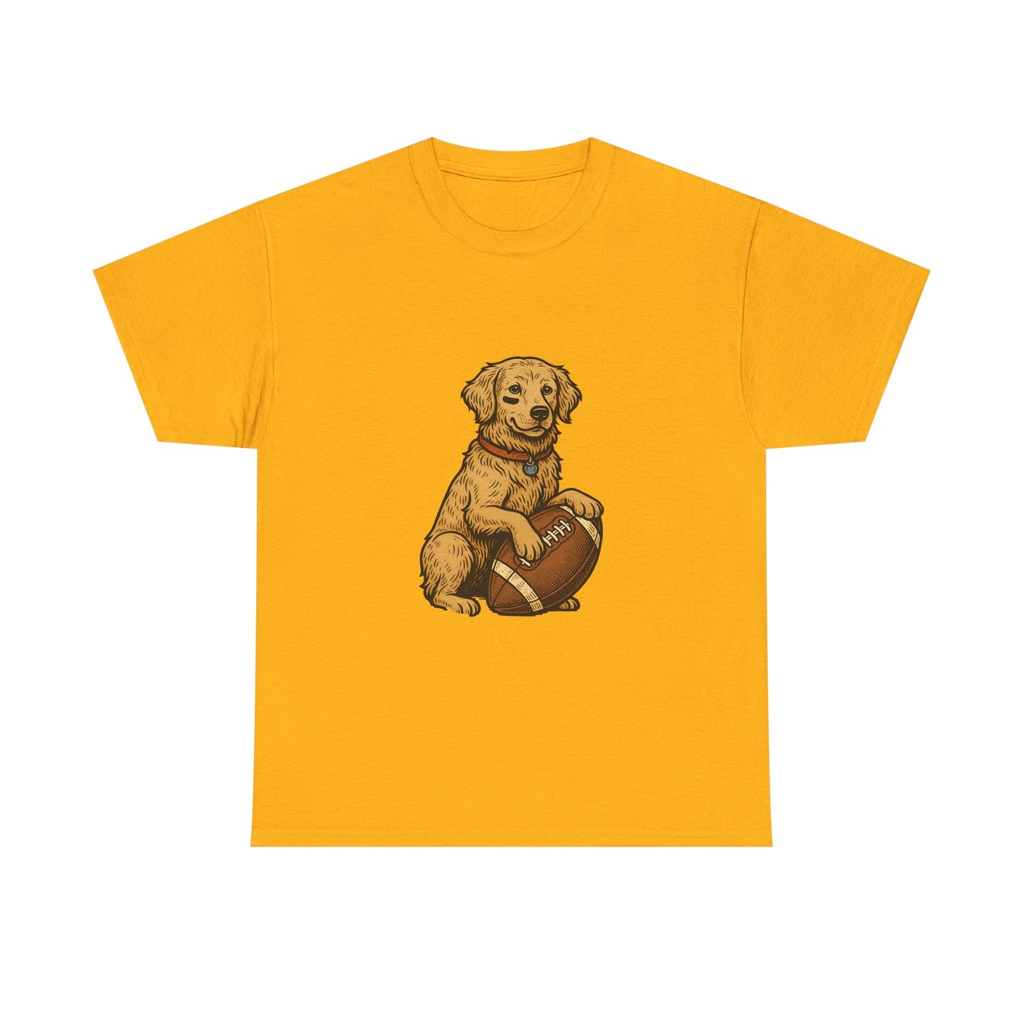 Golden Retriever Puppy Football Tee — Cute Dog with Football Graphic T-Shirt