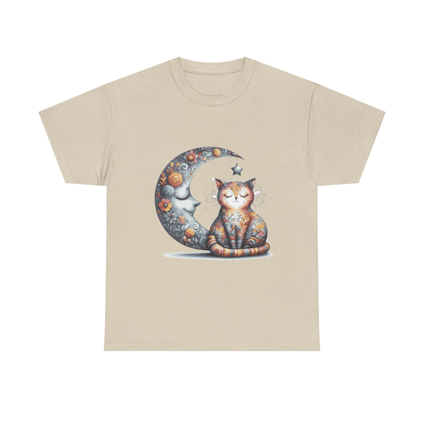 Cat Moon T-Shirt — Whimsical Cosmic Cat Graphic Tee