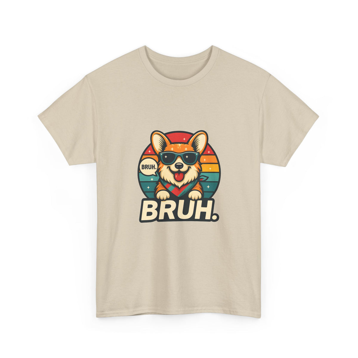 Corgi 'BRUH' Graphic Tee - Retro Sunglasses Dog T-Shirt