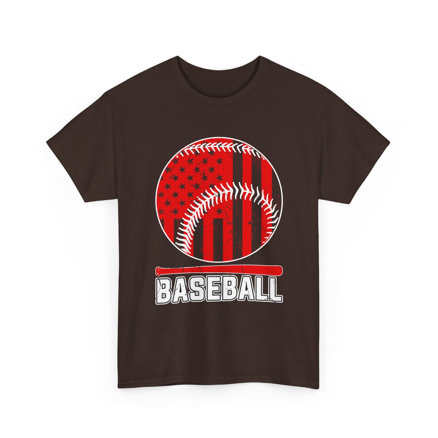 Baseball Flag Graphic Tee — Red & Black Baseball USA Design