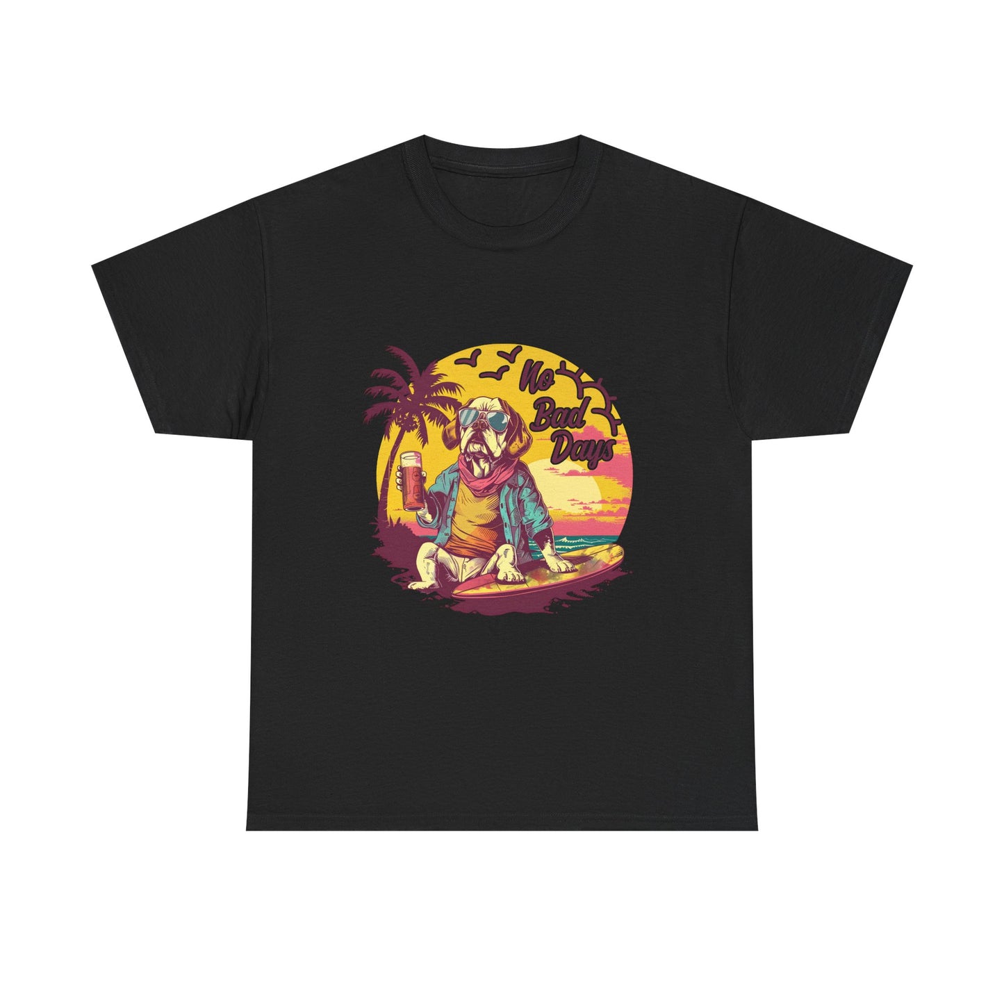 T-Shirt — "No Bad Days" Surf Sloth Retro Beach Tee