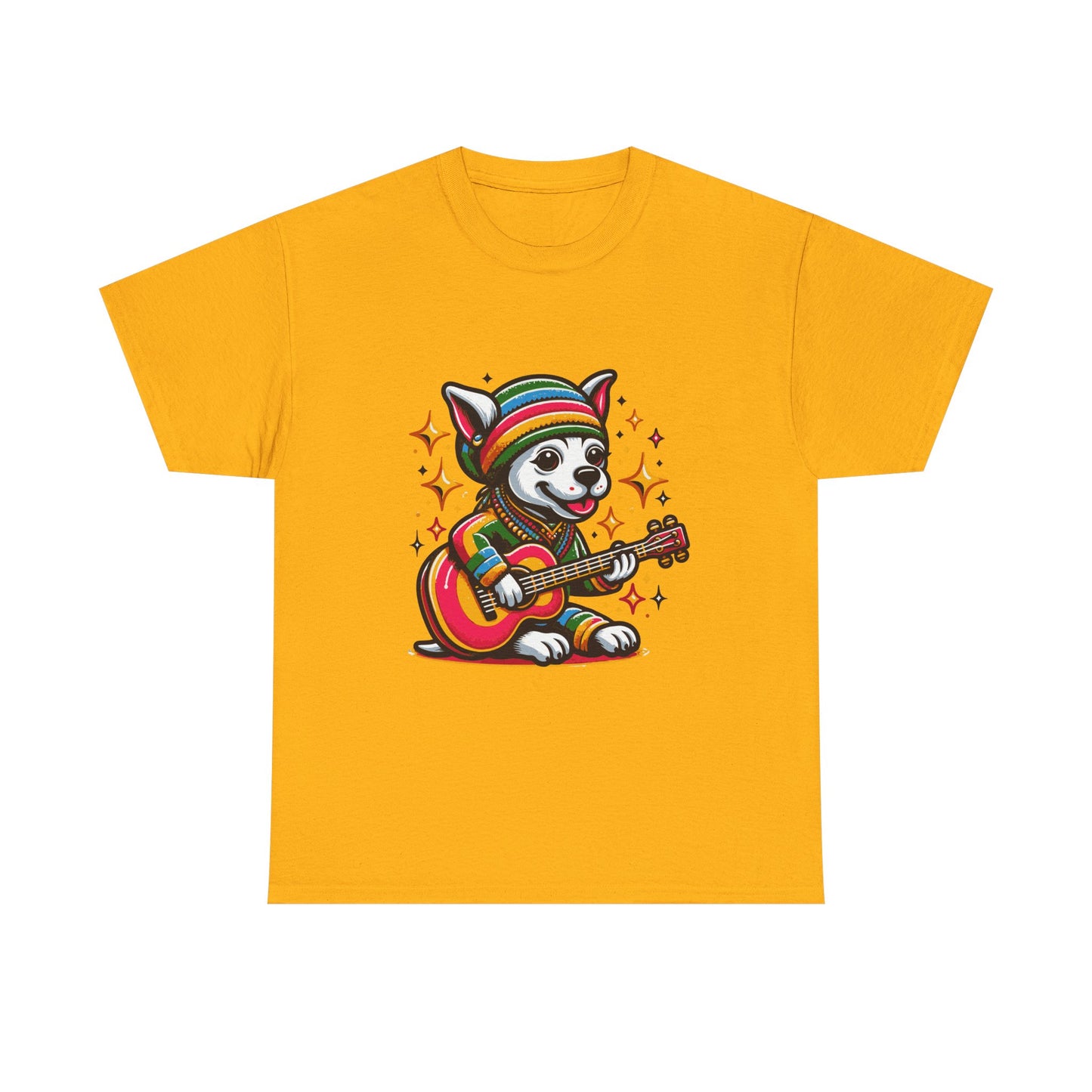Pup Reggae Guitar Tee — Cute Dog Playing Guitar Graphic T-Shirt