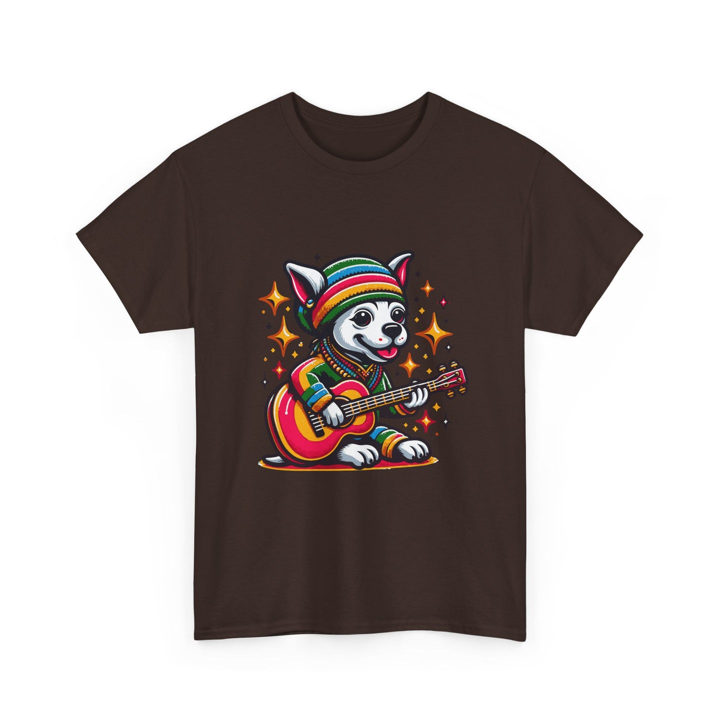 Pup Reggae Guitar Tee — Cute Dog Playing Guitar Graphic T-Shirt