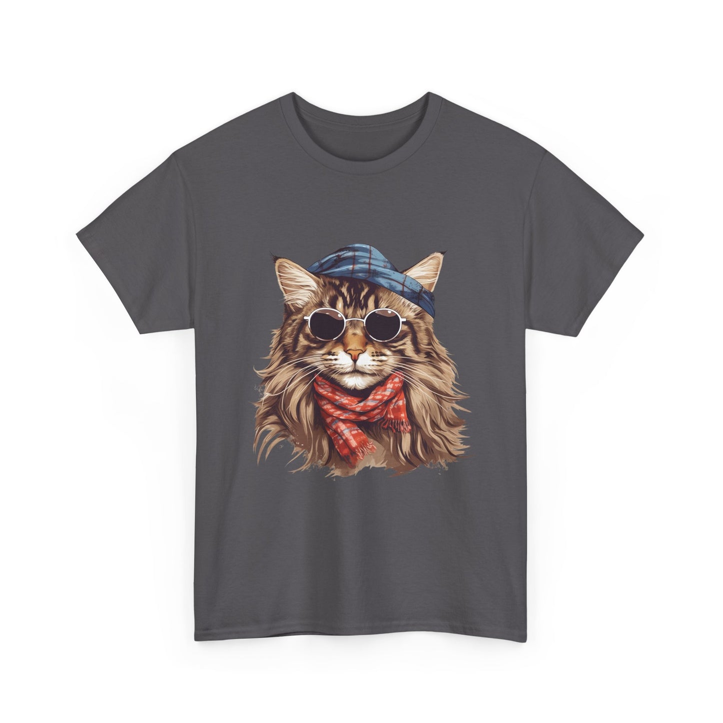 Cat Portrait Tee — Hipster Cat with Sunglasses & Bandana Graphic T-Shirt