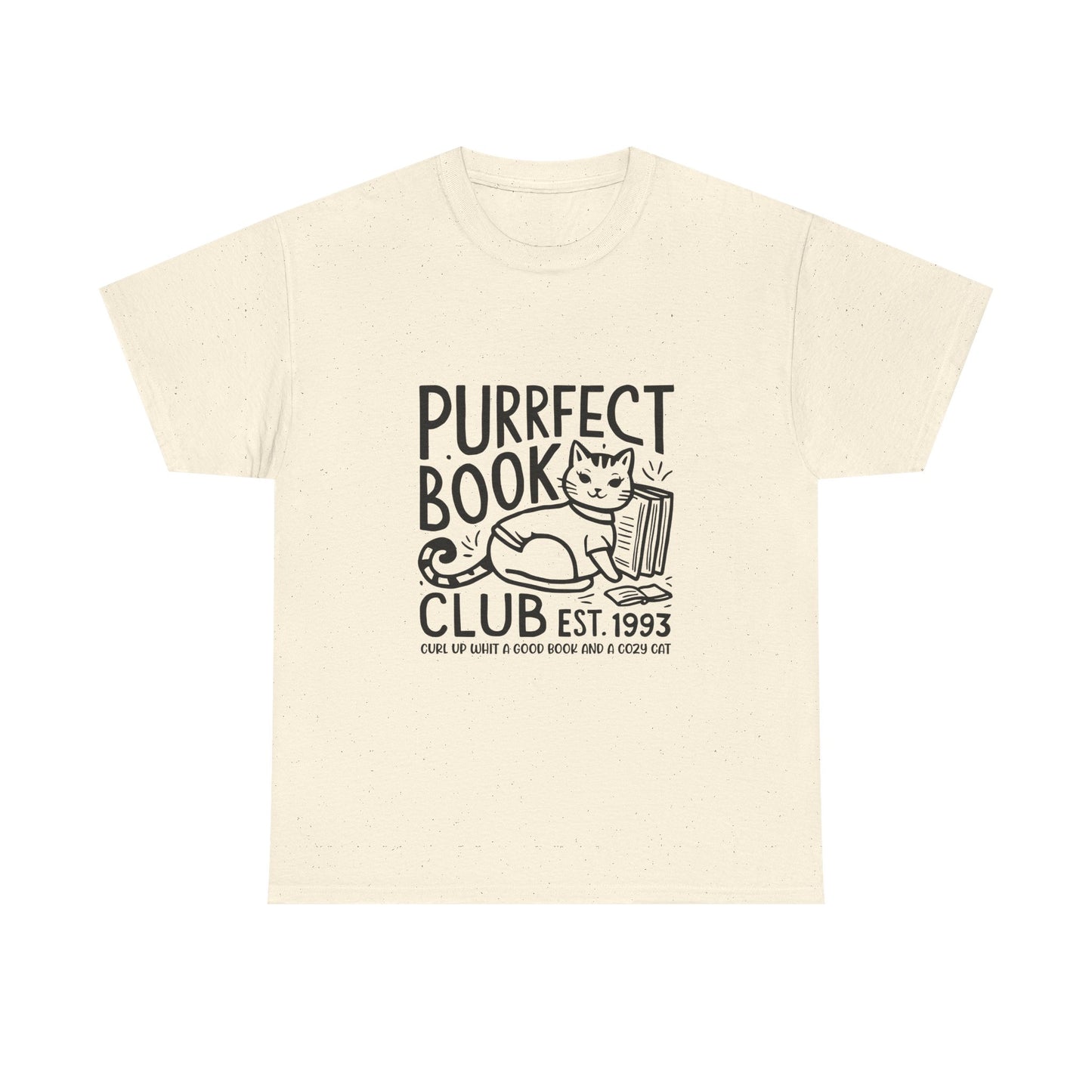 Purrfect Book Club T-Shirt — Cute Cat & Books Graphic Tee for Readers