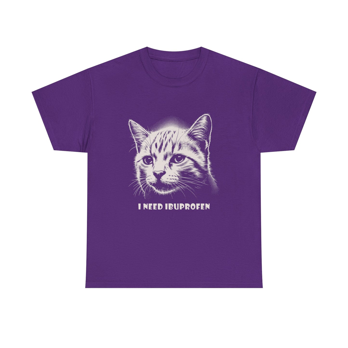 Cat Head T-Shirt — "I Need Ibuprofen" Funny Graphic Tee