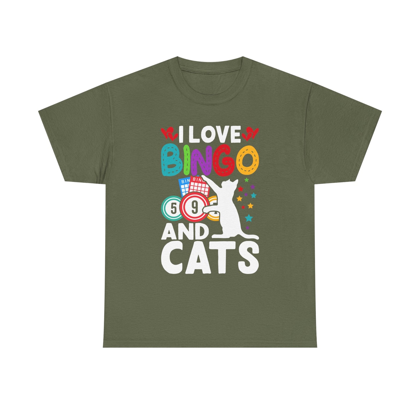 I Love Bingo and Cats T-Shirt — Funny Cat Lover Bingo Tee
