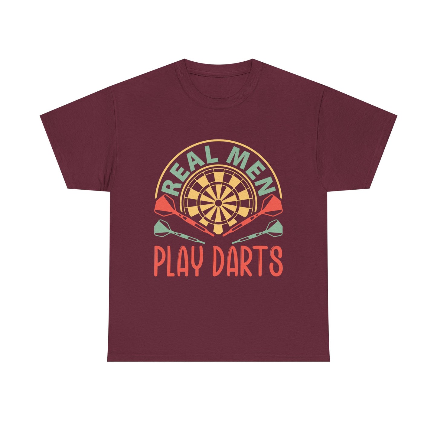 Darts T-Shirt — “Real Men Play Darts” Retro Dartboard Tee