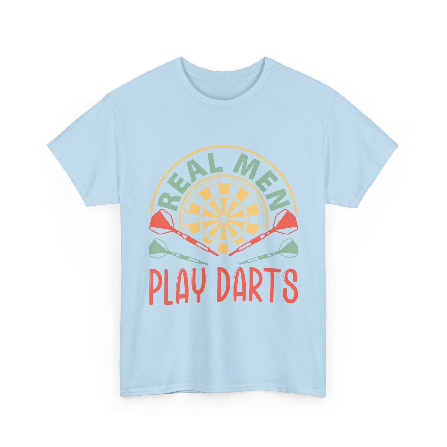 Darts T-Shirt — “Real Men Play Darts” Retro Dartboard Tee