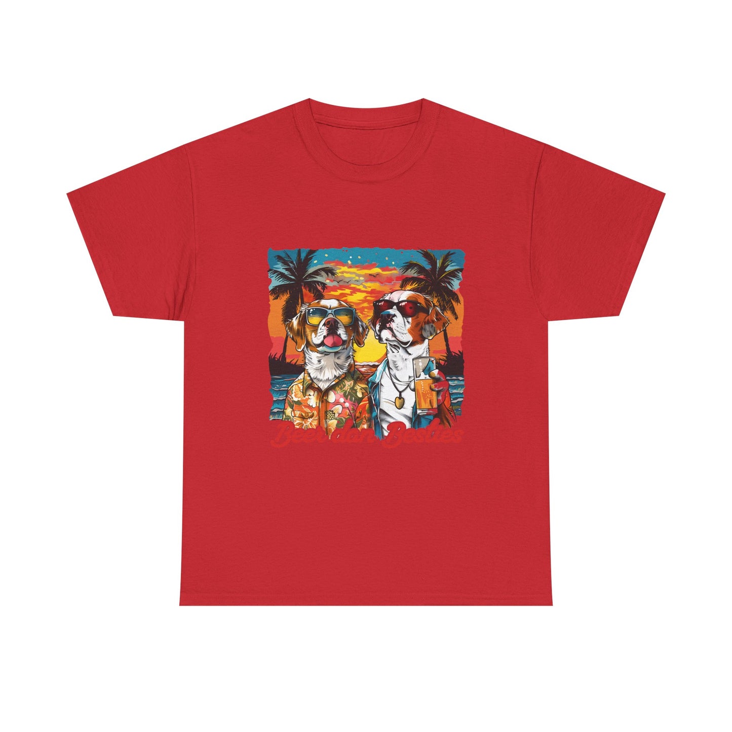 T-Shirt — 'Beer dan Besties' Retro Sunset Dogs Tee