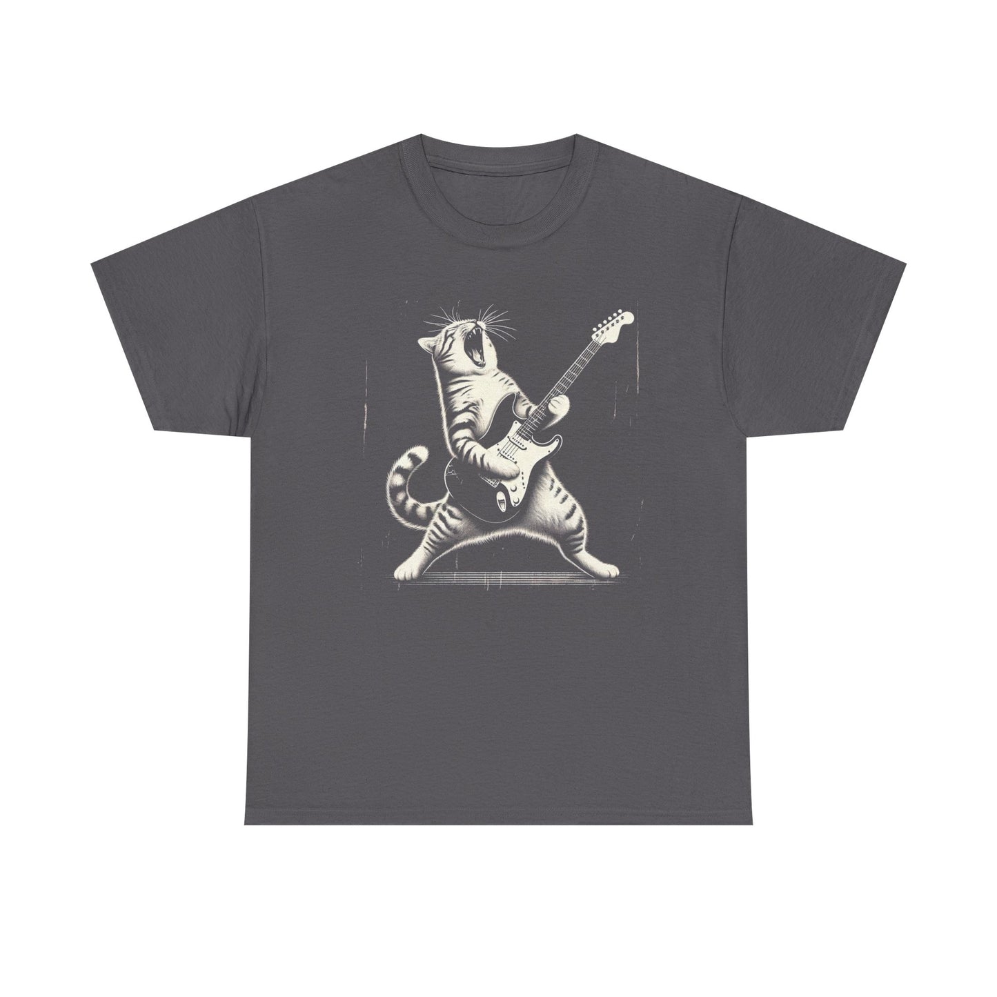 Cat Rocker T-Shirt — Guitar Playing Cat Vintage Band Tee