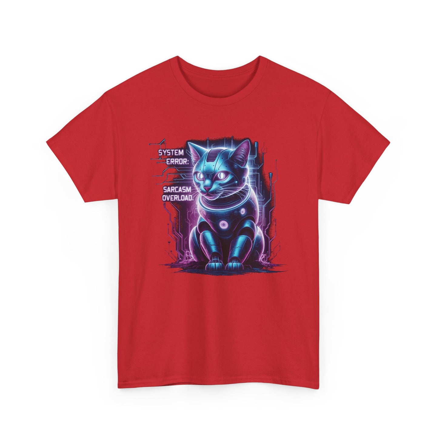 Neon Cyberpunk Lucky Cat T-Shirt — "Problem Solver, Sarcasm Overload"
