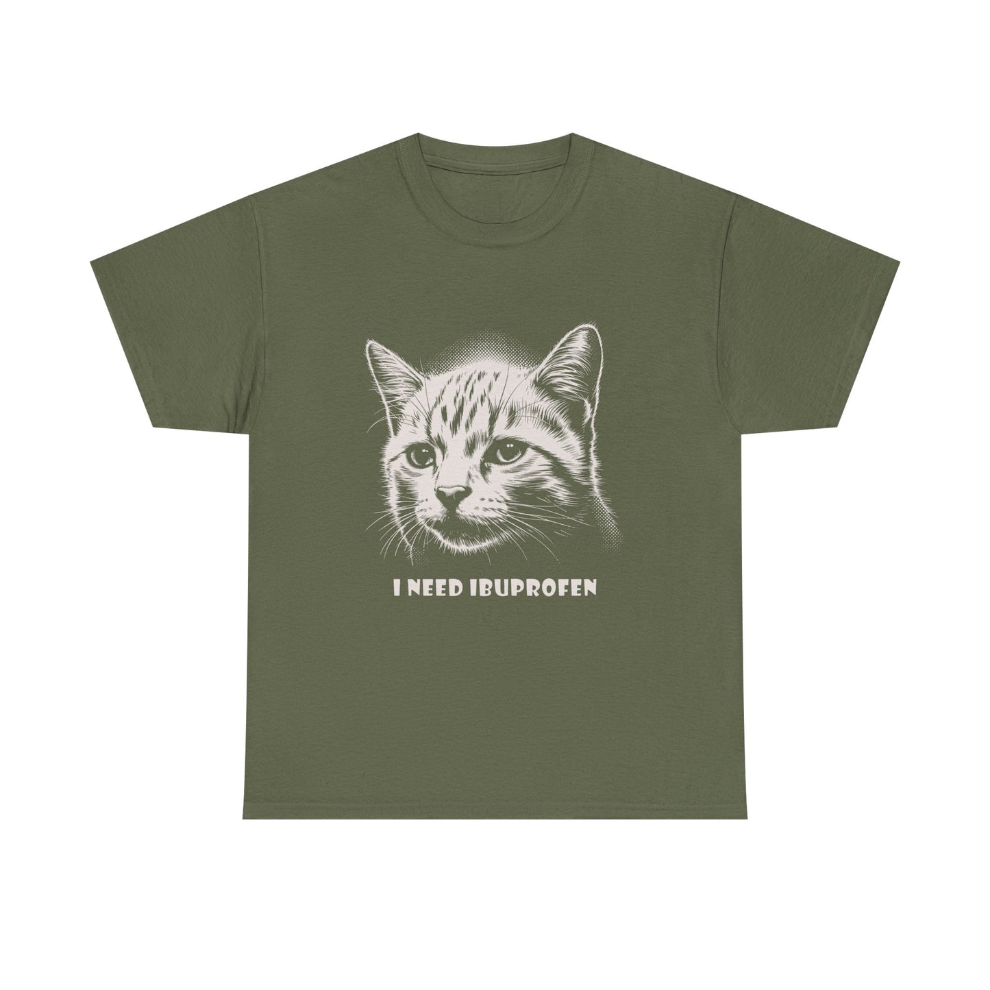 Cat Graphic Tee — "I Need Ibuprofen" Funny Vintage Cat T-Shirt