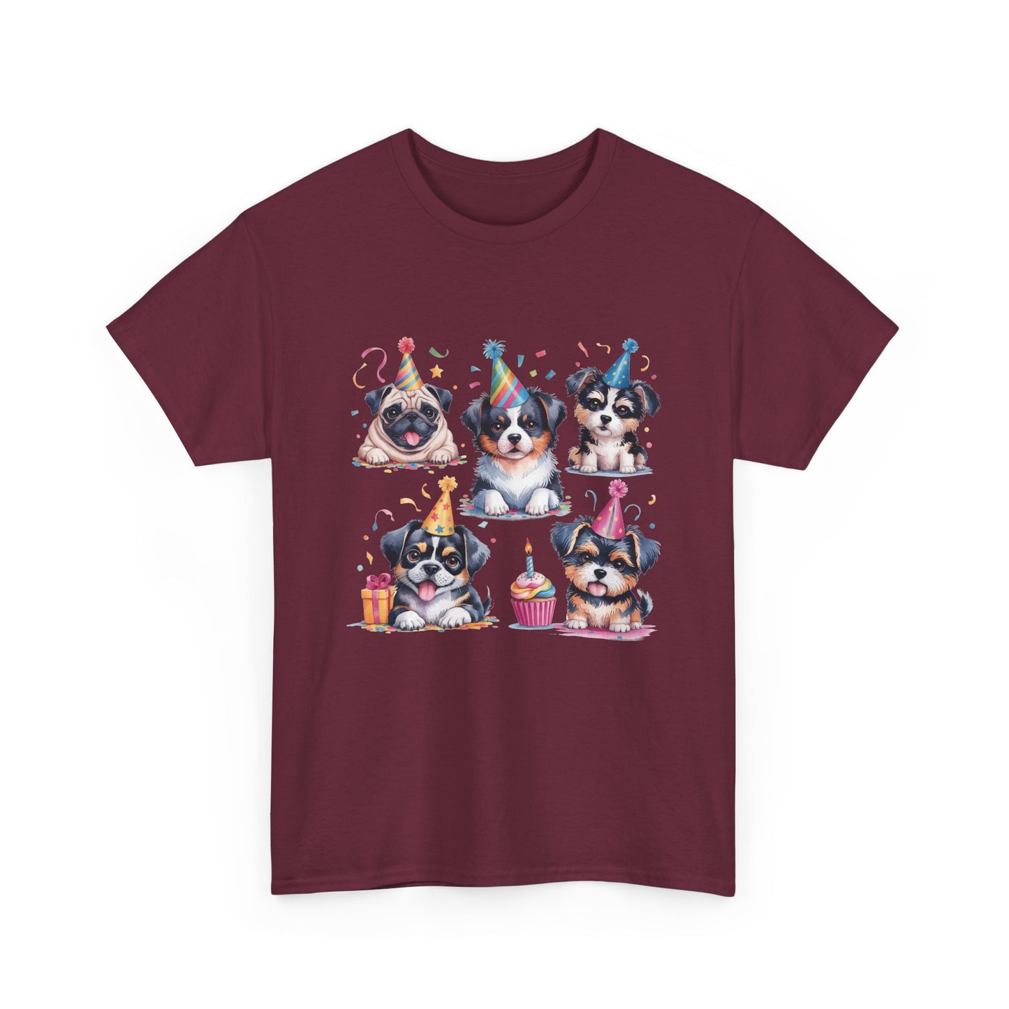 Birthday Puppies T‑Shirt — Cute Party Dogs with Cupcakes