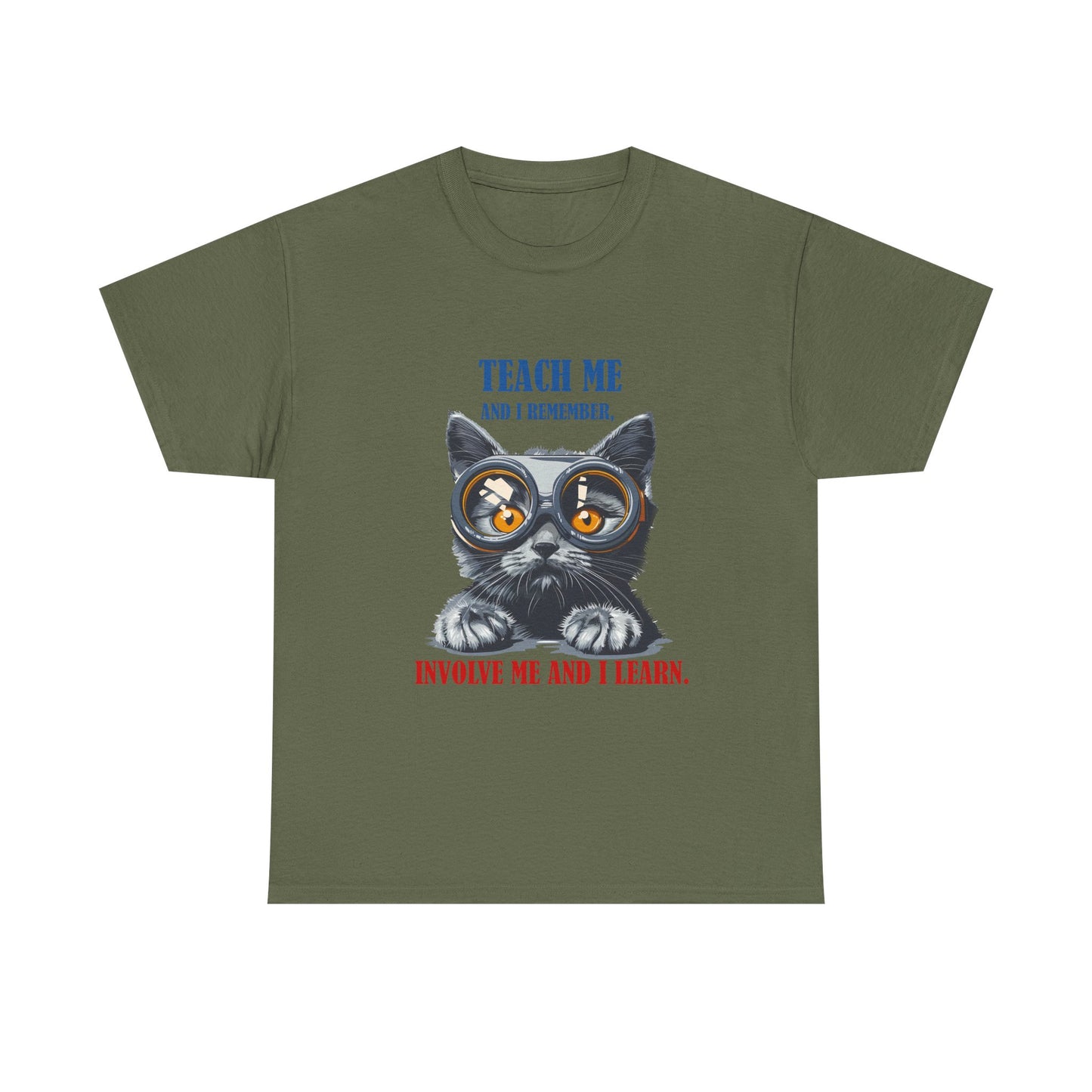 Cat Teacher T‑Shirt — “Teach Me and I Remember, Involve Me and I Learn” Educational Cat Tee