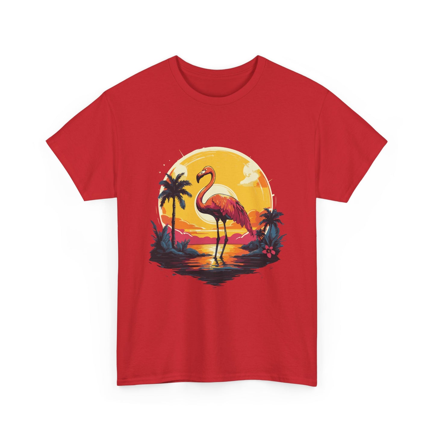 Flamingo Sunset Tee — Tropical Beach Vintage Graphic T-Shirt