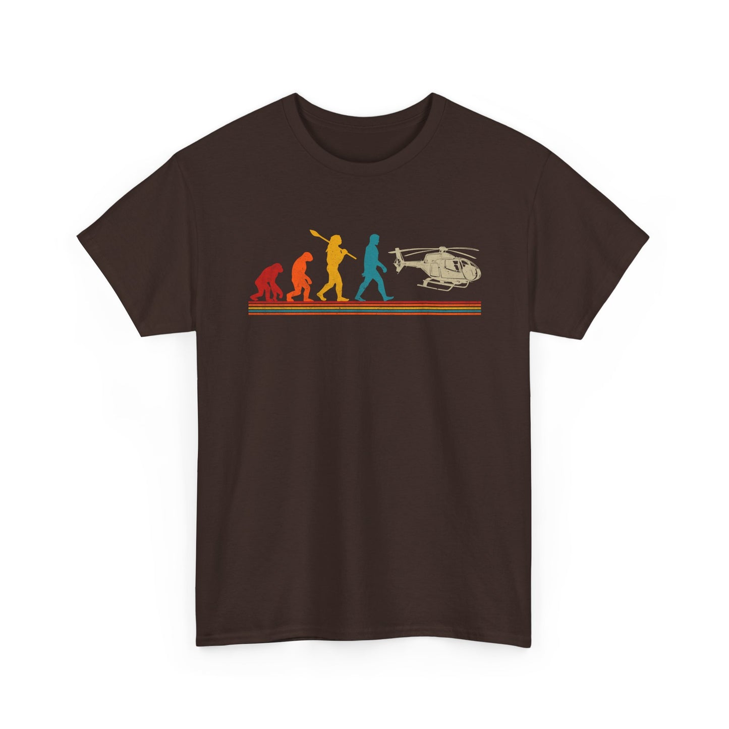 T-Shirt - Evolution of Man to Helicopter Vintage Graphic Tee