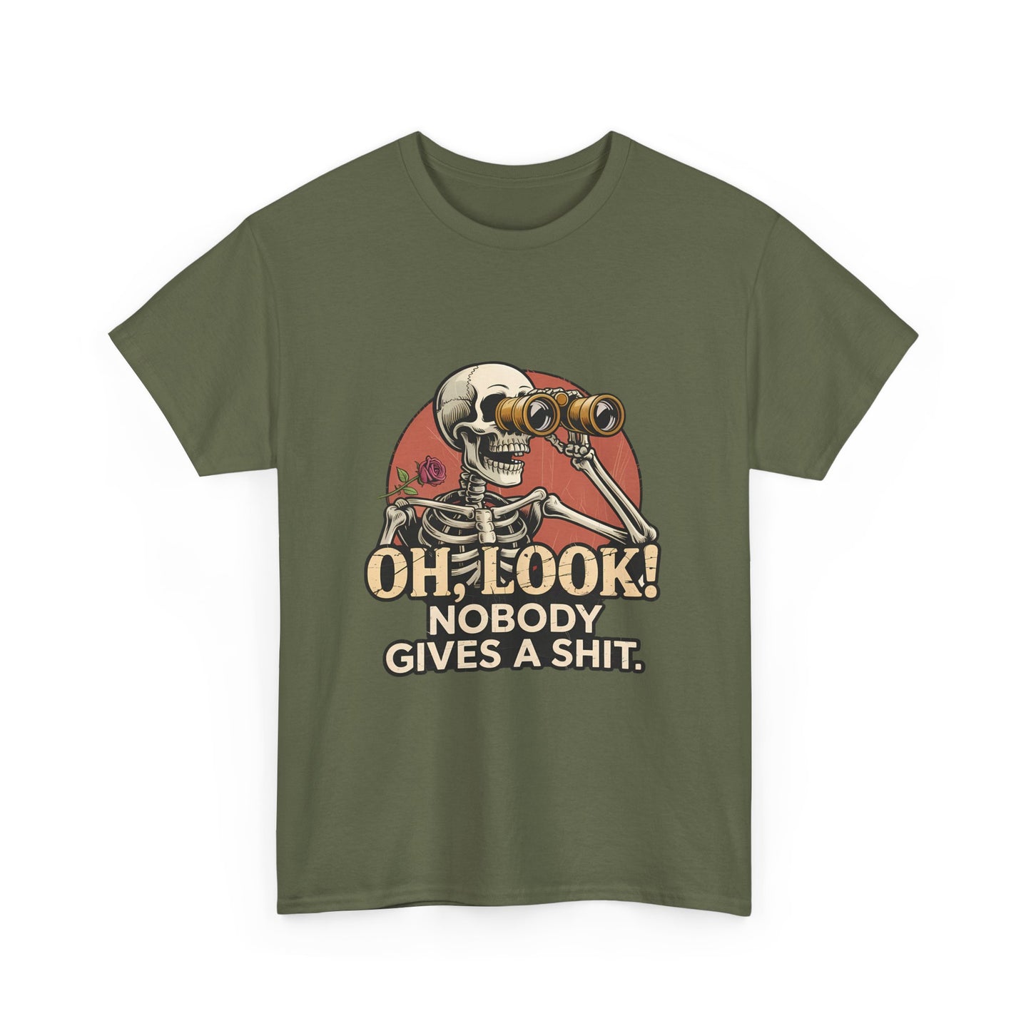 Skull Binoculars Tee — "Oh, Look! Nobody Gives a Shit." Graphic T-Shirt