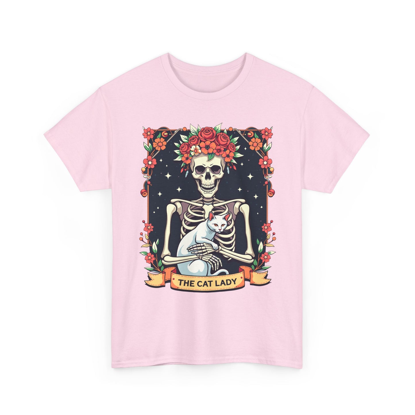 Cat Lady Skeleton T-Shirt — Floral Day of the Dead Cat Tee