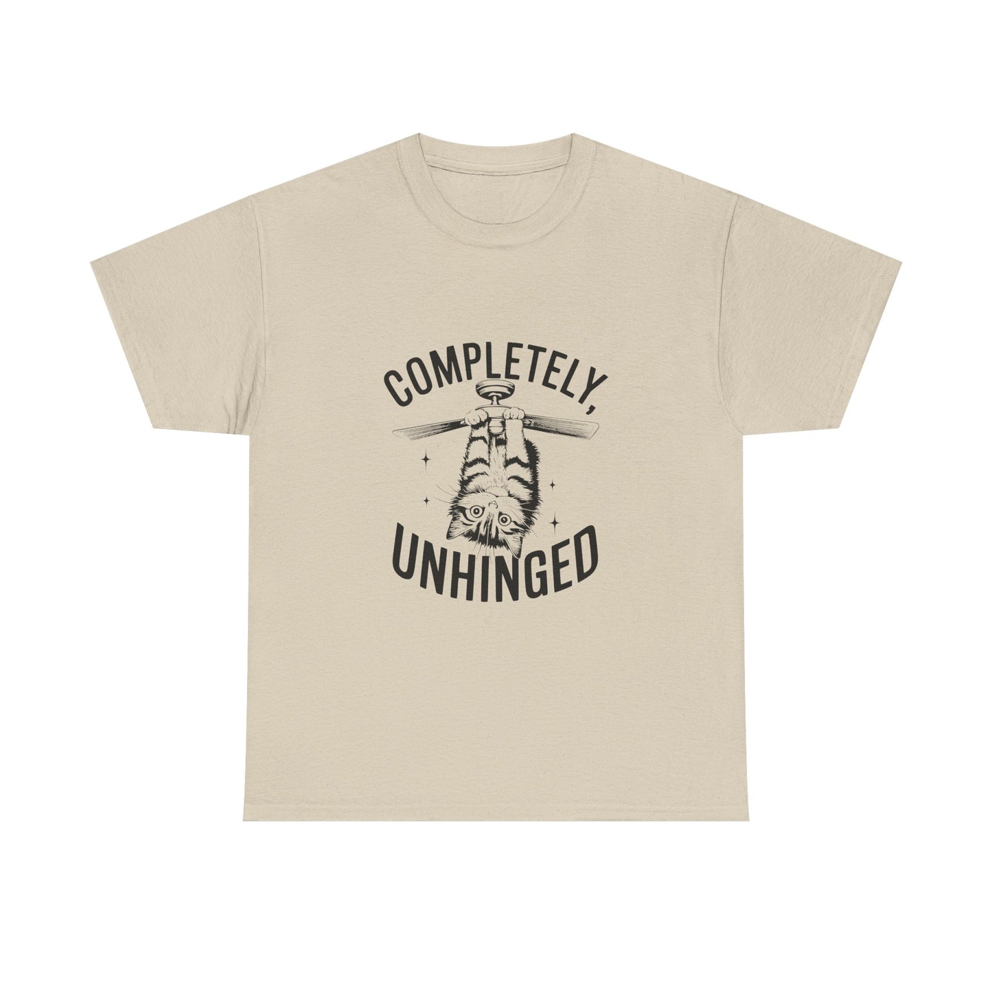 Funny T-Shirt — Completely Unhinged Graphic Tee (Vintage Cat Illustration)