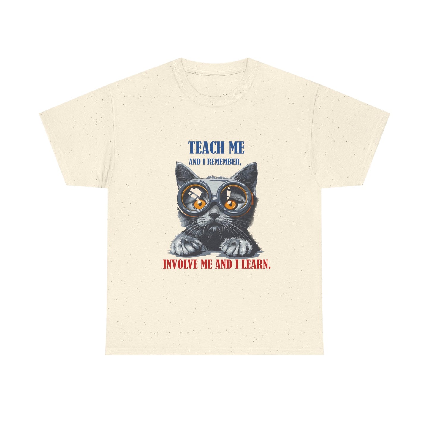 Cat Teacher T‑Shirt — “Teach Me and I Remember, Involve Me and I Learn” Educational Cat Tee