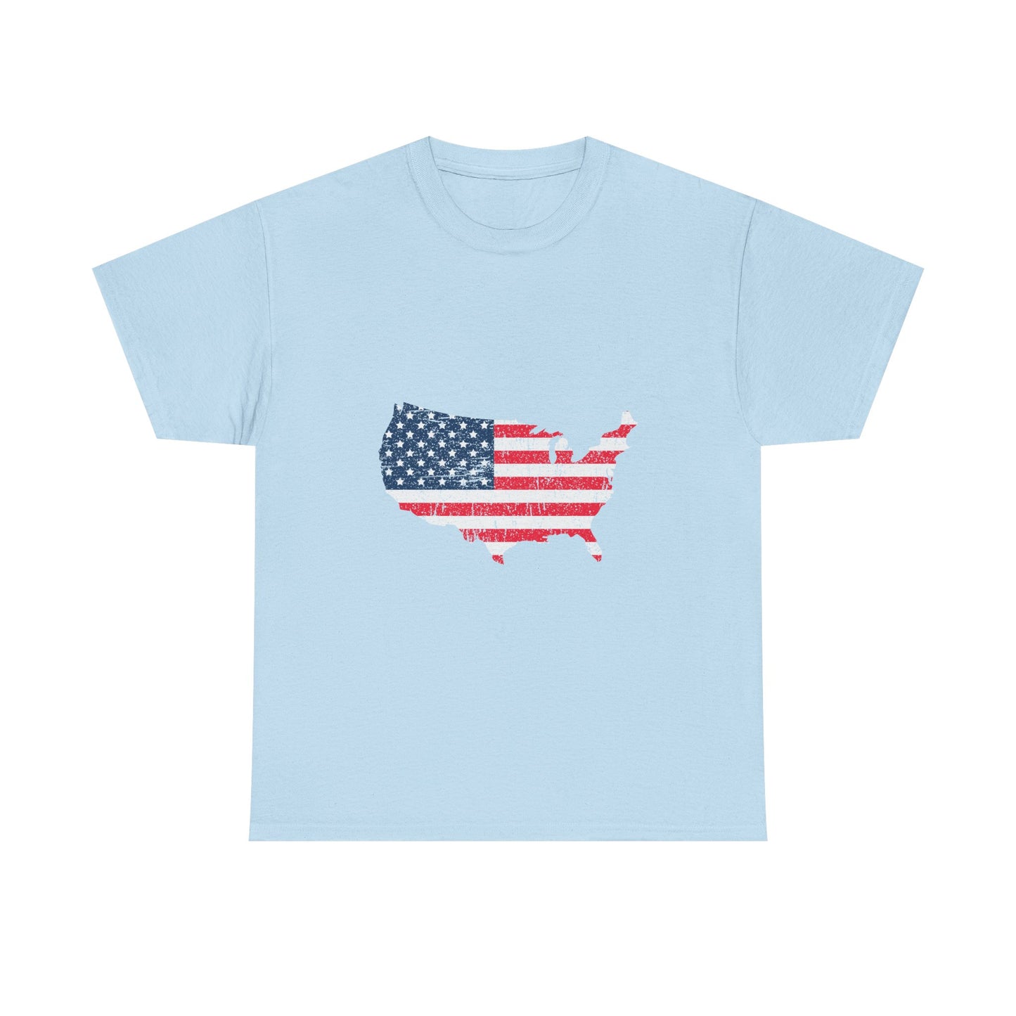 USA Flag Map T-Shirt — Distressed American Flag Outline Tee