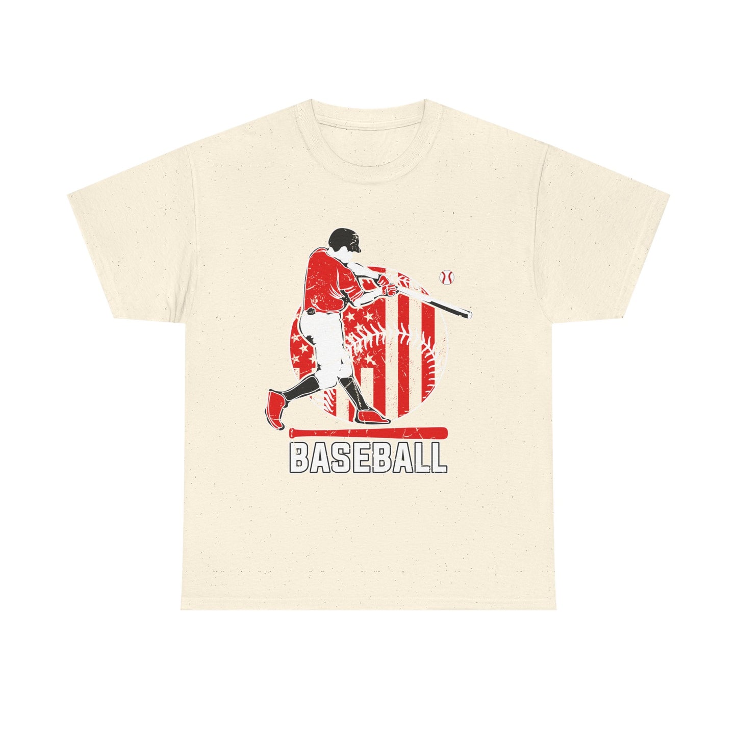 Baseball Player Graphic Tee — Vintage Red Batter Design