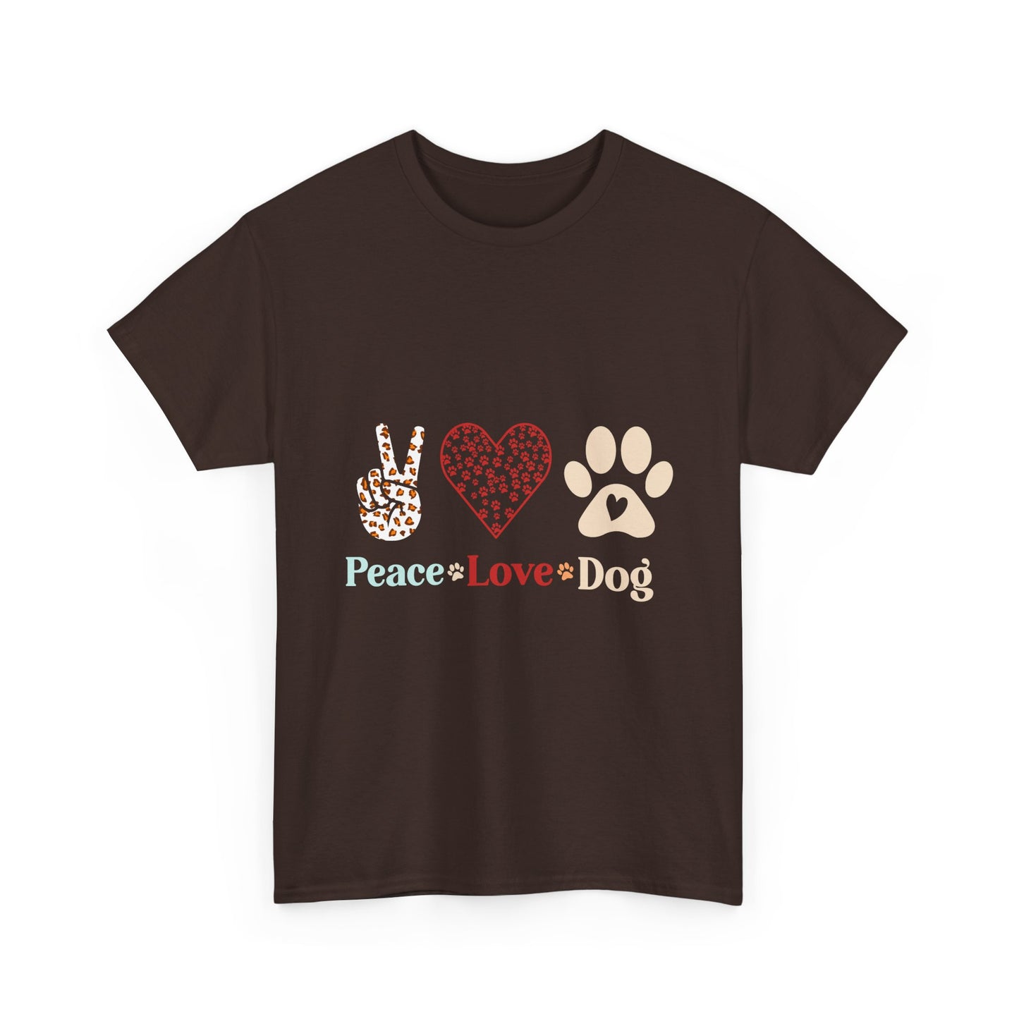 Peace Love Dog T-Shirt - Paw Print & Peace Sign Graphic Tee for Dog Lovers