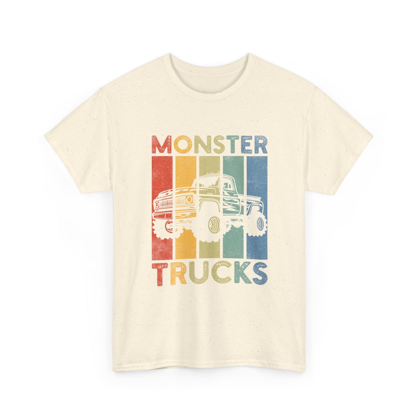 Monster Trucks Retro Tee – Vintage Striped Kids & Adult Off-Road Truck Shirt