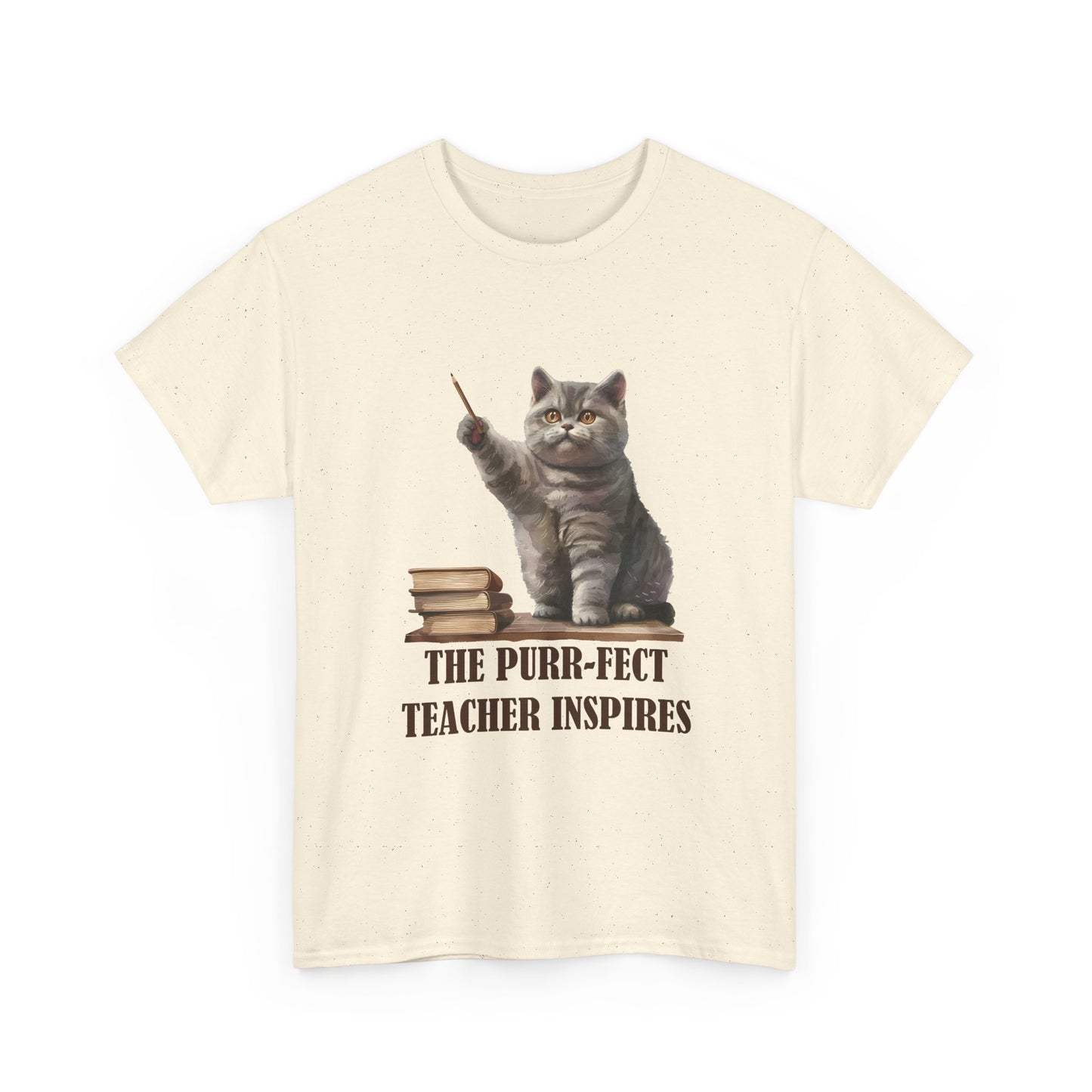 Teacher Cat T-Shirt — "The Purr-fect Teacher Inspires" Cute Gift for Educators