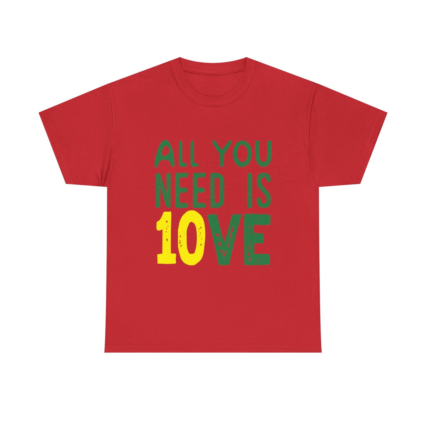 T-Shirt — "All You Need Is 10VE" Retro Green & Yellow Love Tee