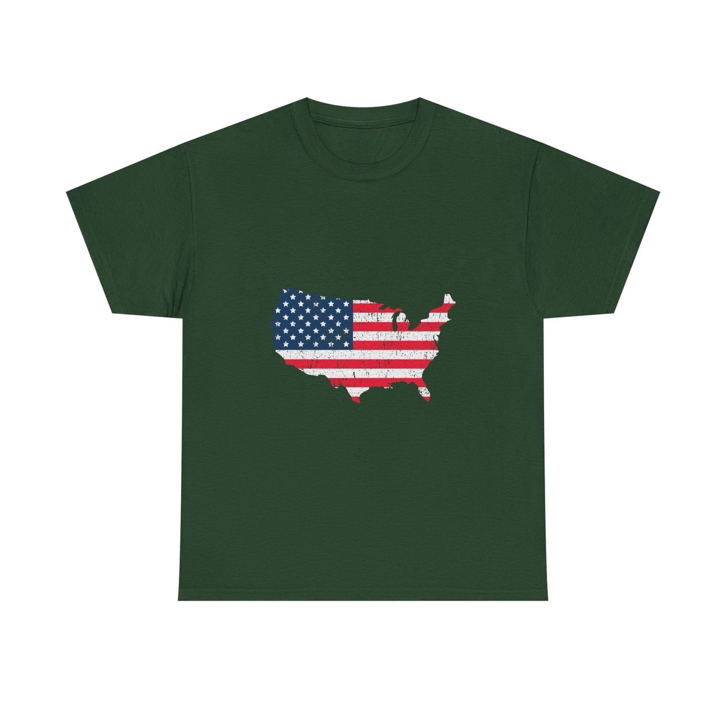 USA Flag Map T-Shirt — Distressed American Flag Outline Tee