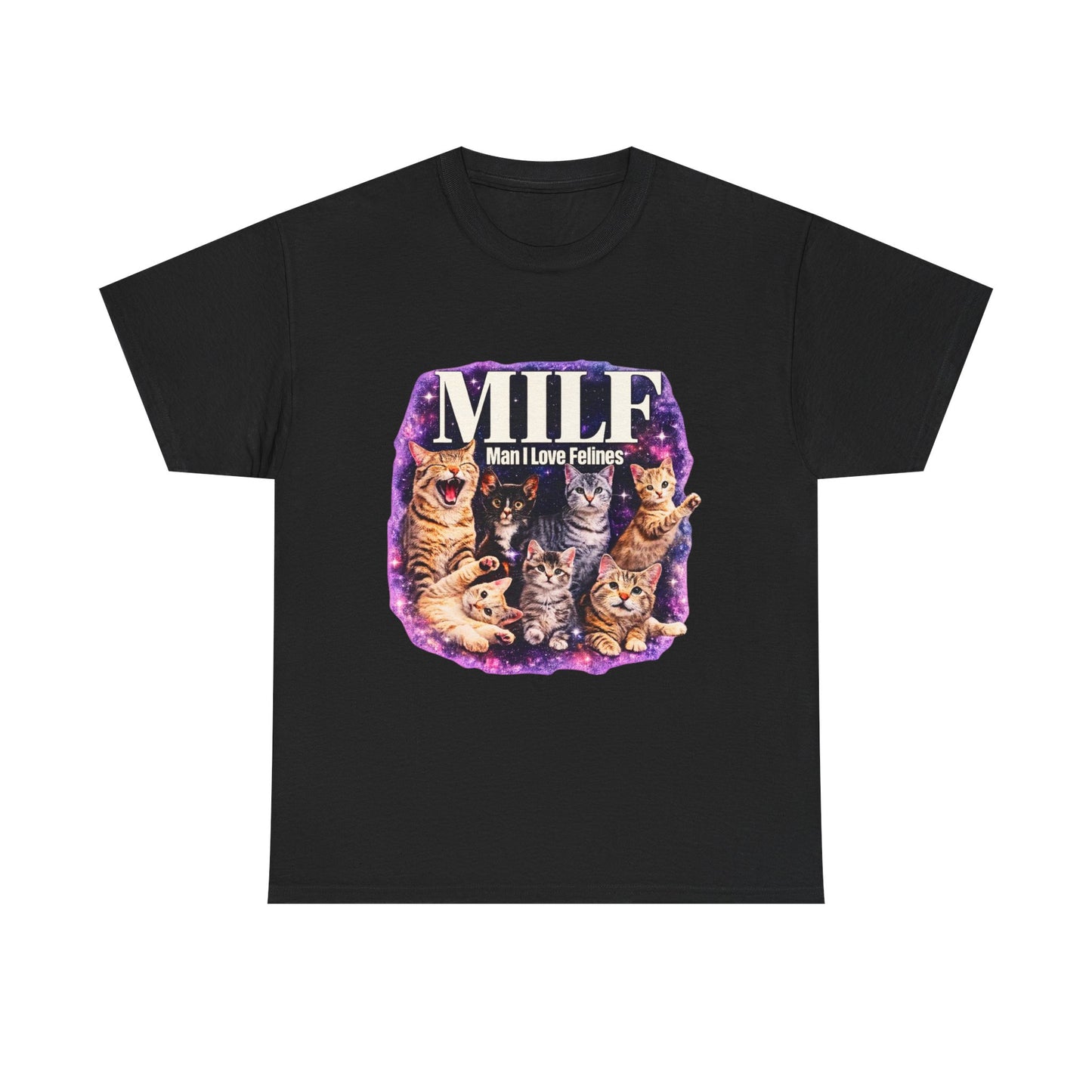 Cat Lover Tee — "MILE: Man I Love Felines" Graphic T-Shirt