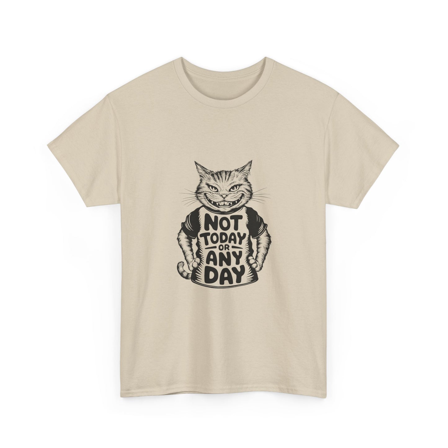 Cat Graphic Tee — “Not Today Any Day” Funny Grumpy Cat T‑Shirt