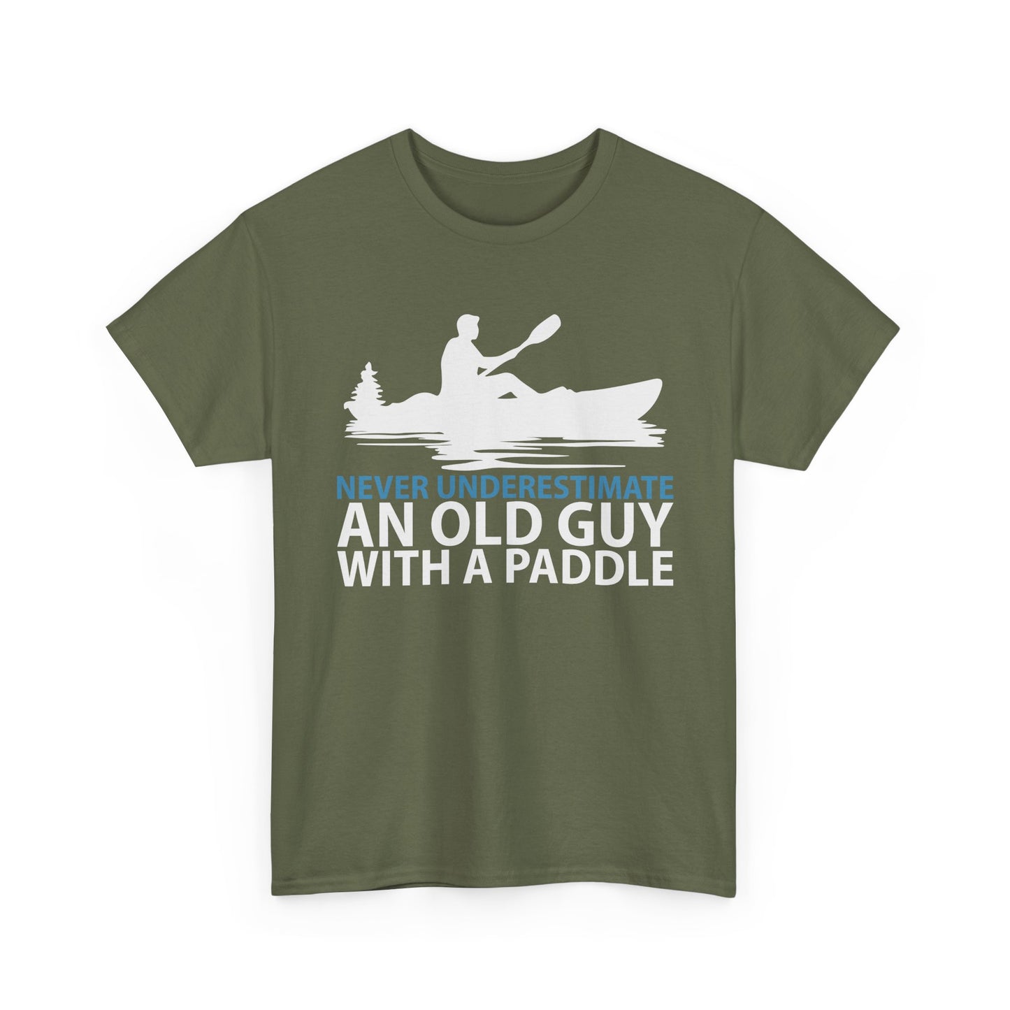 Kayak T-Shirt — "Never Underestimate An Old Guy With A Paddle" Vintage Paddleboarding Tee