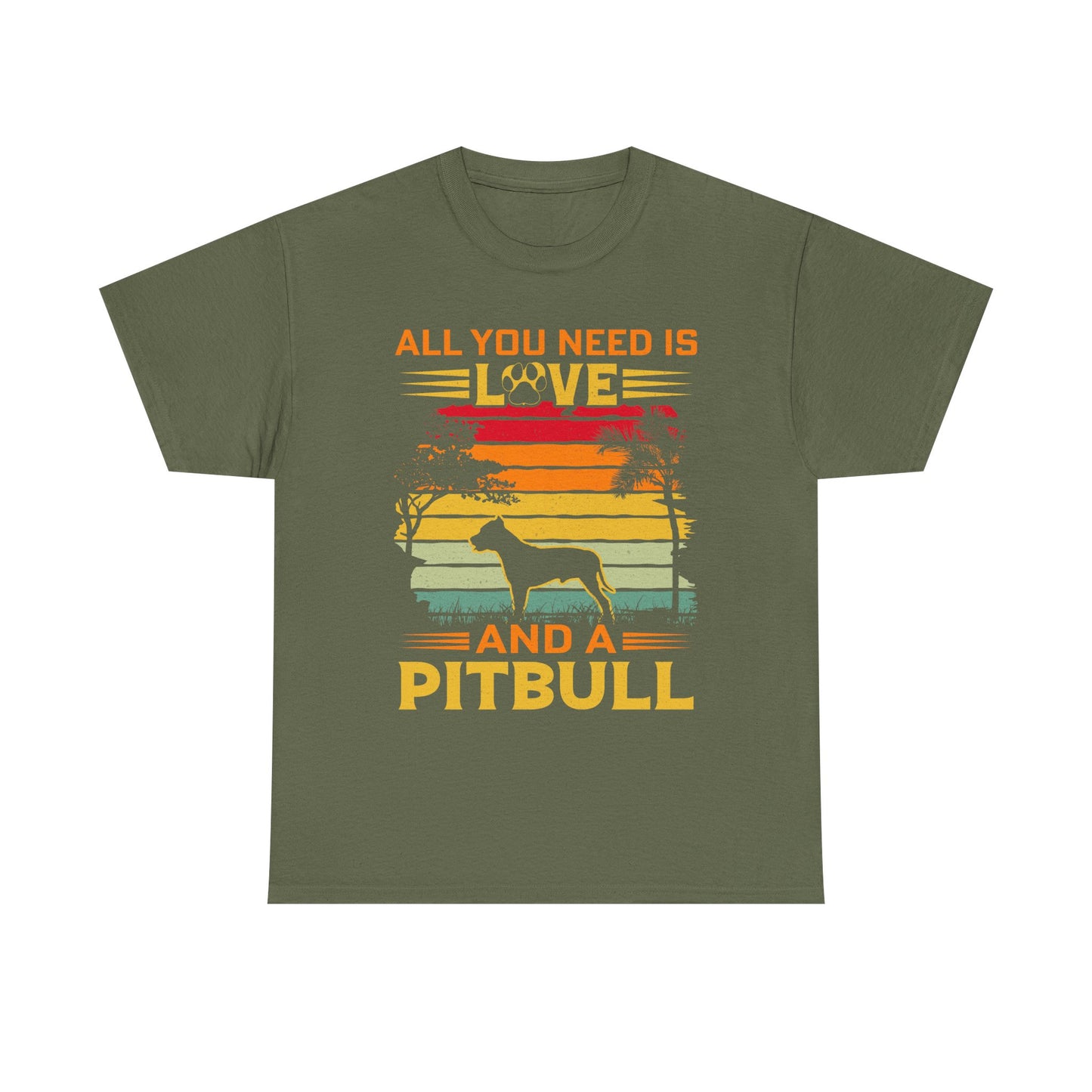 Pitbull T-Shirt – "All You Need Is Love and a Pitbull" Vintage Sunset Tee