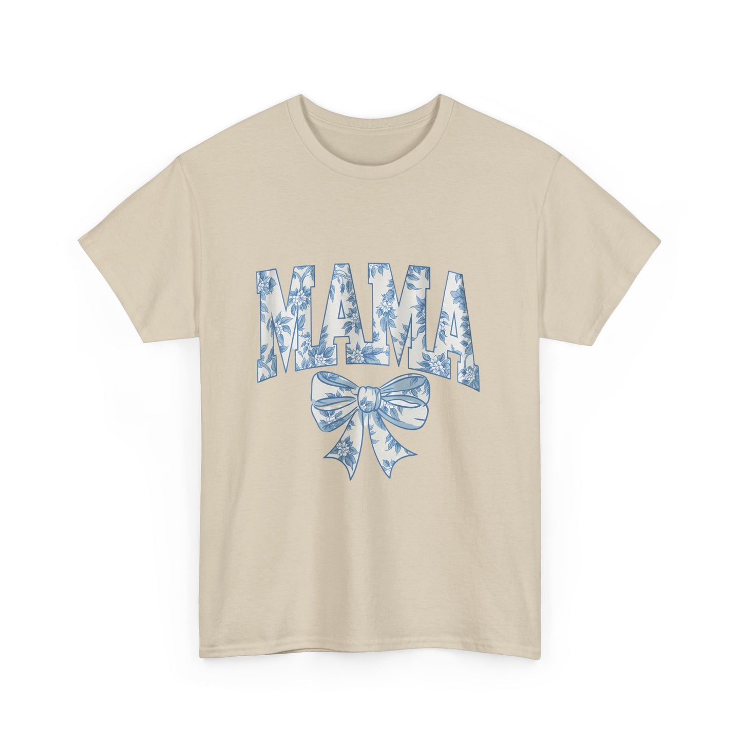 Mama Floral Bow Tee — Blue Watercolor Mom Shirt for Mother's Day