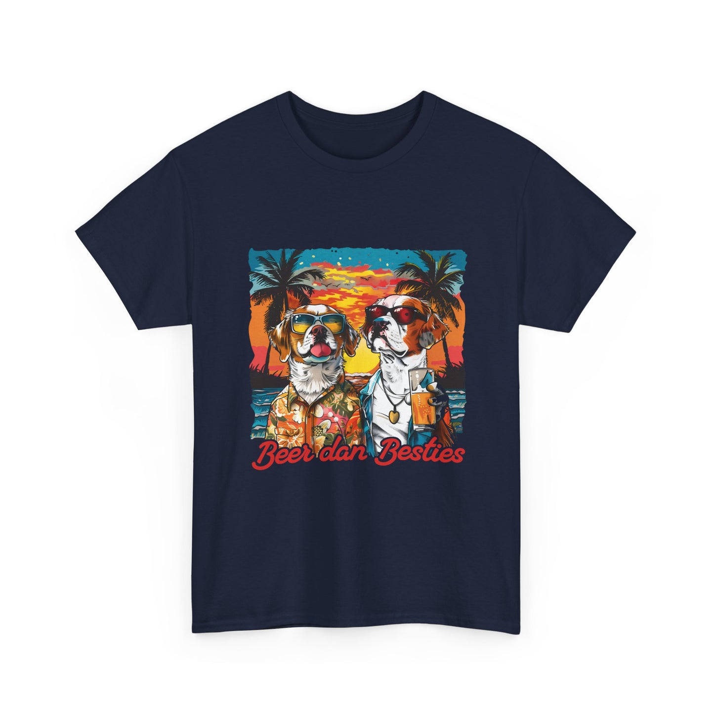 T-Shirt — 'Beer dan Besties' Retro Sunset Dogs Tee
