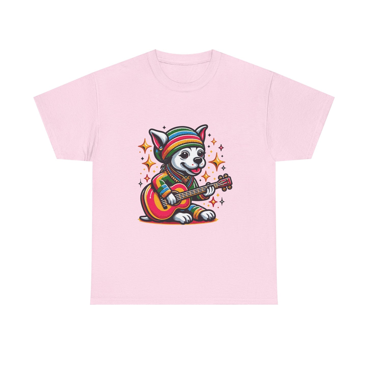 Pup Reggae Guitar Tee — Cute Dog Playing Guitar Graphic T-Shirt