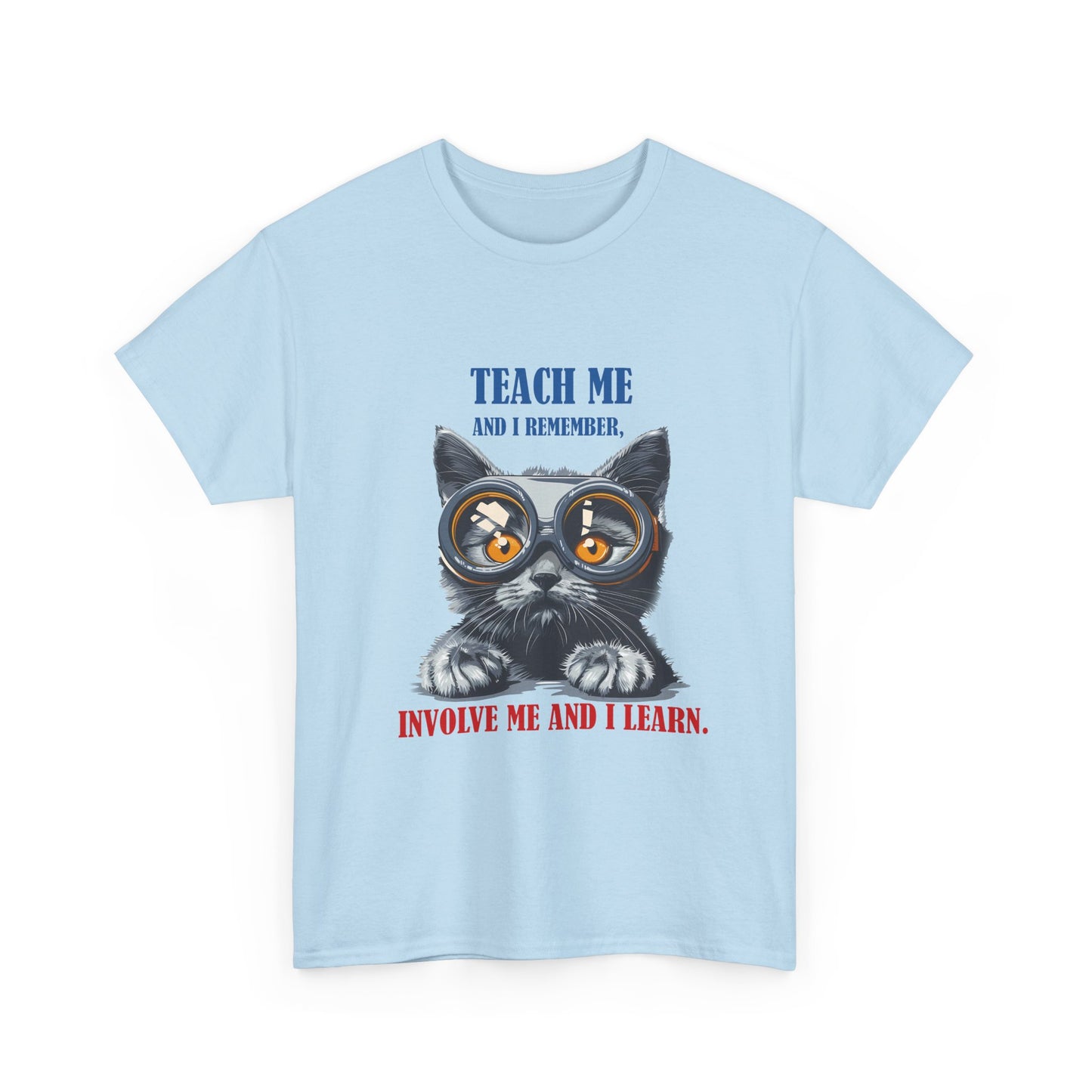 Cat Teacher T‑Shirt — “Teach Me and I Remember, Involve Me and I Learn” Educational Cat Tee