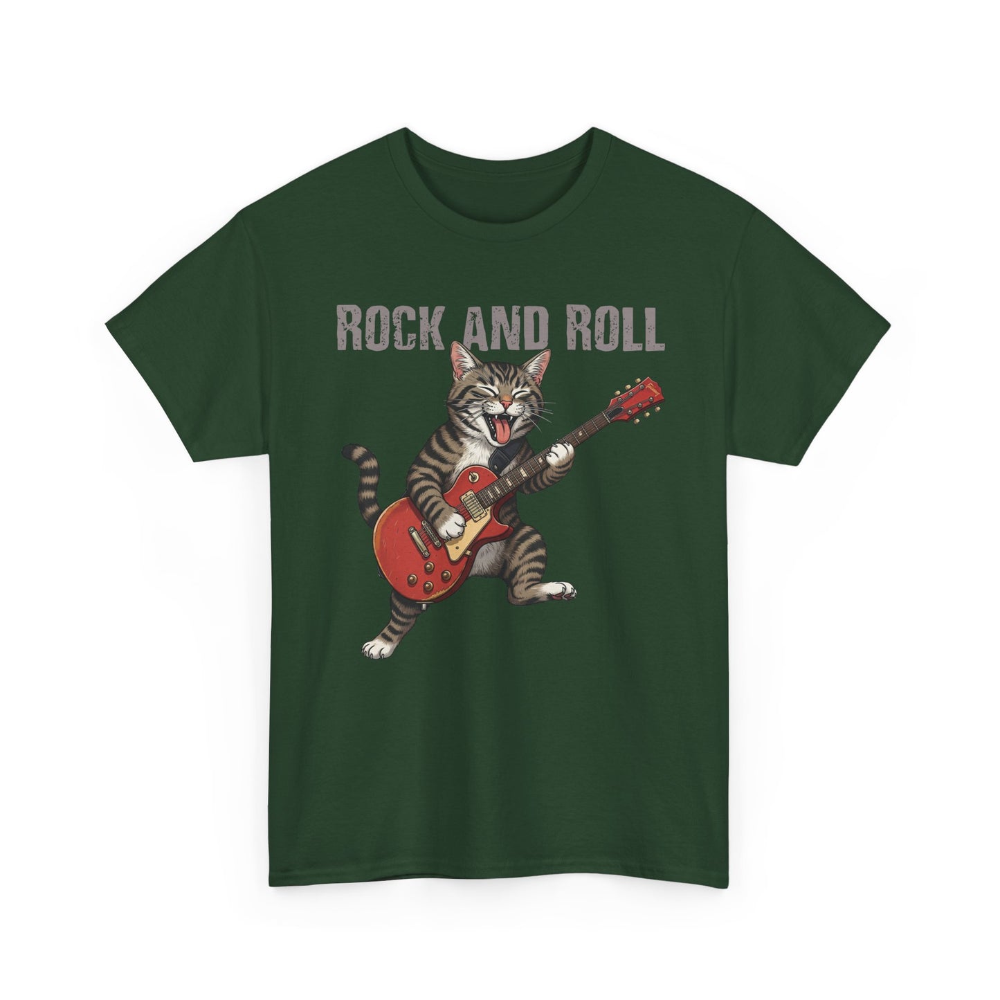 Rock and Roll Cat T-Shirt — Vintage Guitar Kitty Graphic Tee