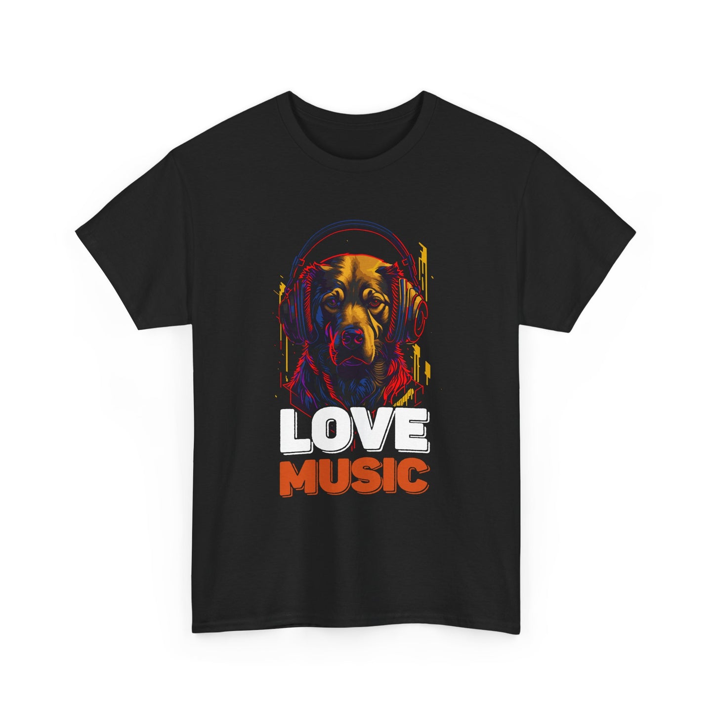 Love Music Dog Tee — Retro Headphones Graphic T-Shirt