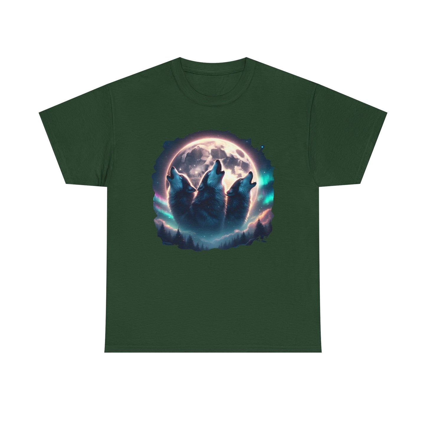 Wolf Moon T-Shirt — Howling Wolves Silhouette at Full Moon Graphic Tee