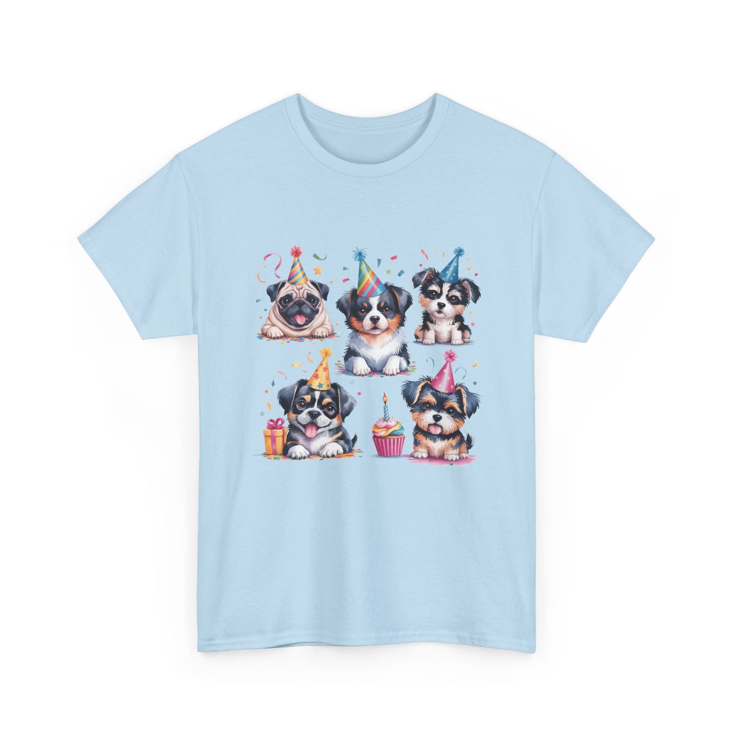 Birthday Puppies T‑Shirt — Cute Party Dogs with Cupcakes